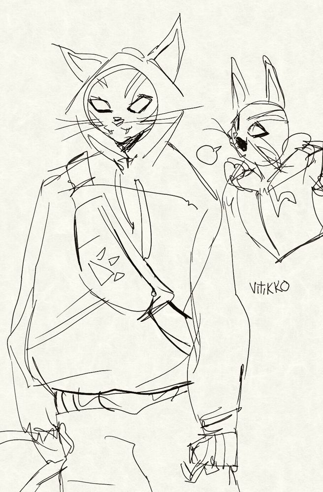 Two digital sketches of Nyanja from fortnite.