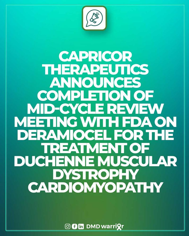 Capricor Therapeutics Announces Completion of Mid-Cycle Review Meeting with FDA on Deramiocel for the Treatment of Duchenne Muscular Dystrophy Cardiomyopathy

Capricor Therapeutics , a biotechnology company developing transformative cell and exosome-based therapeutics for the treatment of rare diseases, today announced the completion of a mid-cycle review meeting with the U.S. Food and Drug Administration (FDA) for the Company’s Biologics License Application (BLA) seeking full approval for deramiocel, an investigational cell therapy, as a treatment for patients diagnosed with Duchenne muscular dystrophy (DMD) cardiomyopathy.

Is Deramiocel FDA Approved?

During the meeting, FDA stated that no significant deficiencies have been identified by the Review Committee and that the package is on track for a Prescription Drug User Fee Act (PDUFA) action date of August 31, 2025. The FDA has also confirmed its intent to hold an advisory committee meeting, although an official date has not yet been set.