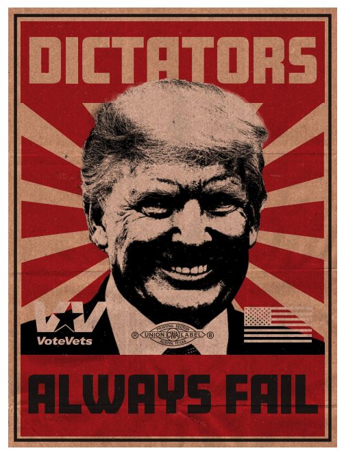 Image of Trump with caption: Dictators Always Fail