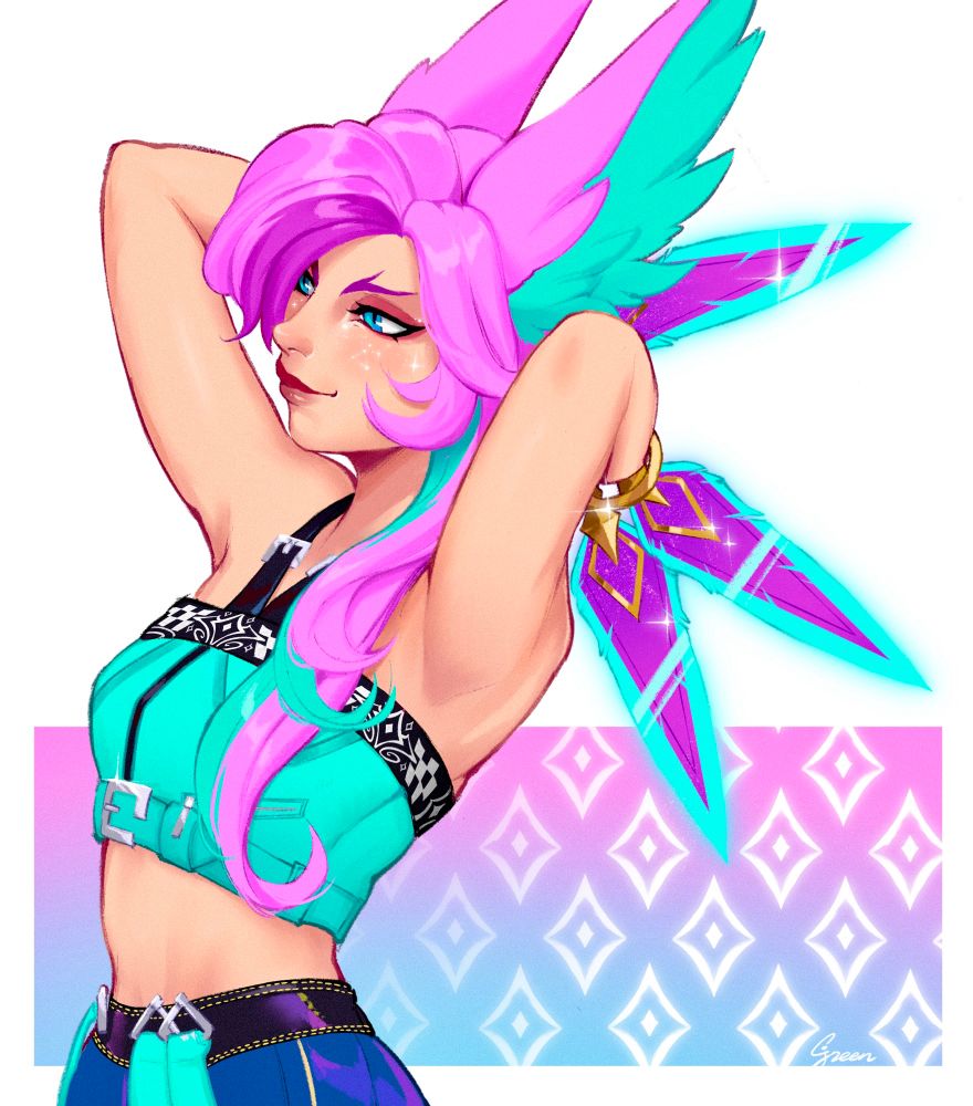 Xayah with Zoey fit from kpop demon hunters ~ 
