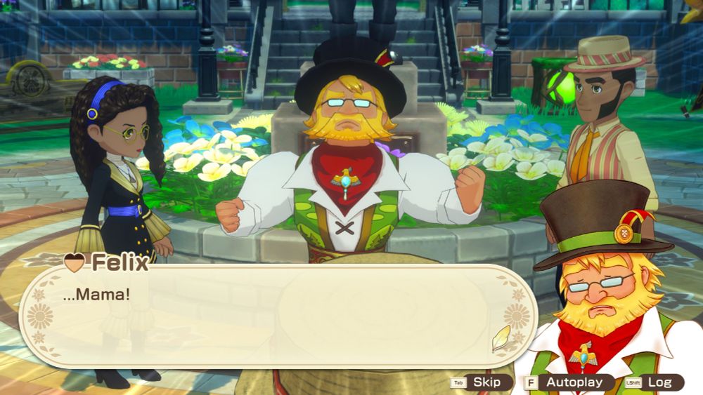 Buff and grizzly Mayor Felix is in the center of the bazaar, screaming into the sky "...Mama!"