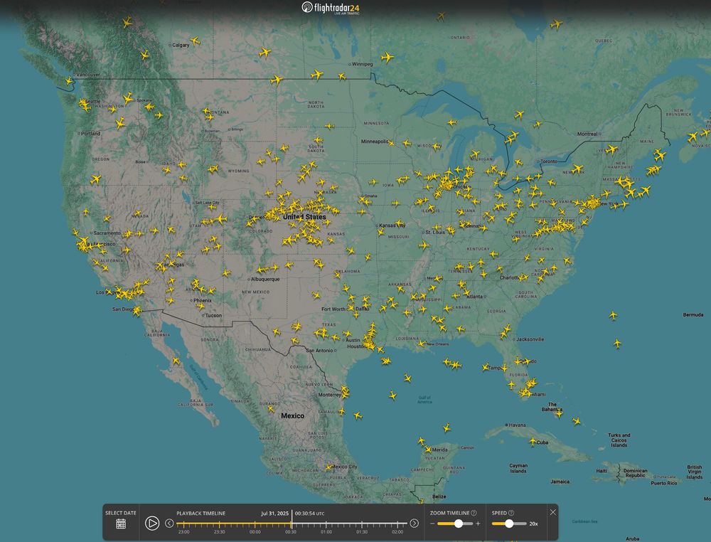 United mainline flight activity 00:30 UTC 31 July 2025.
