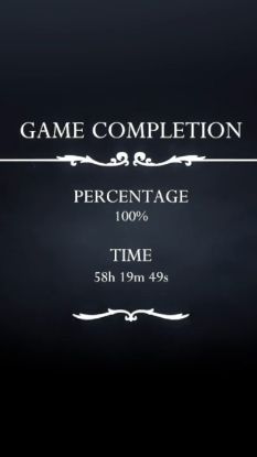 The ending screen of Silksong, showing 100% completion, in a time of 58 hours, 19 minues, and 49 seconds.