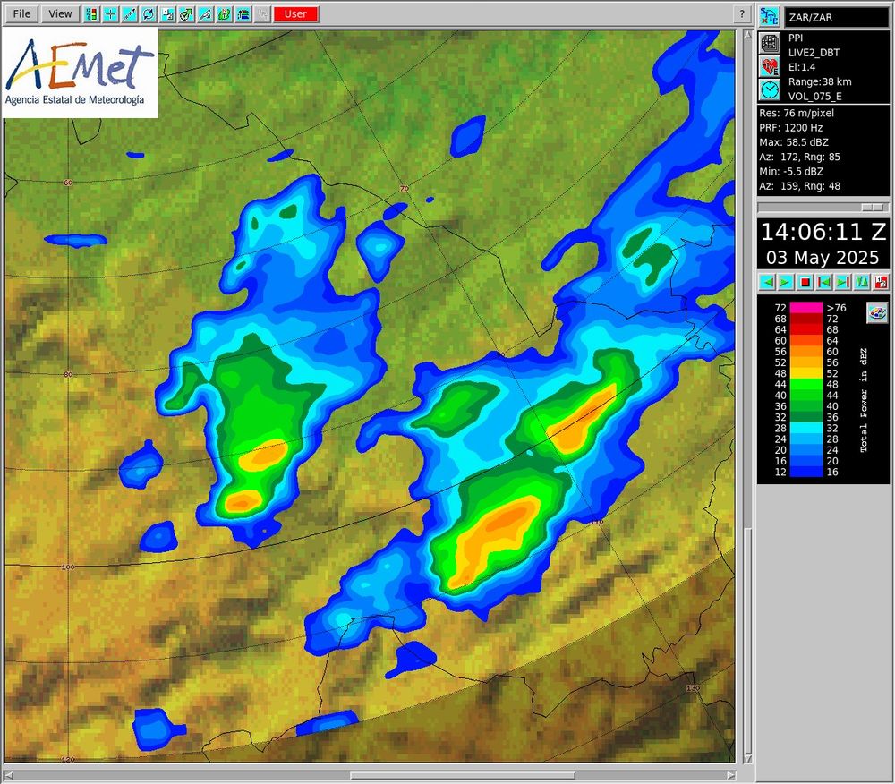 Radar PPI. Fuente AEMET. 