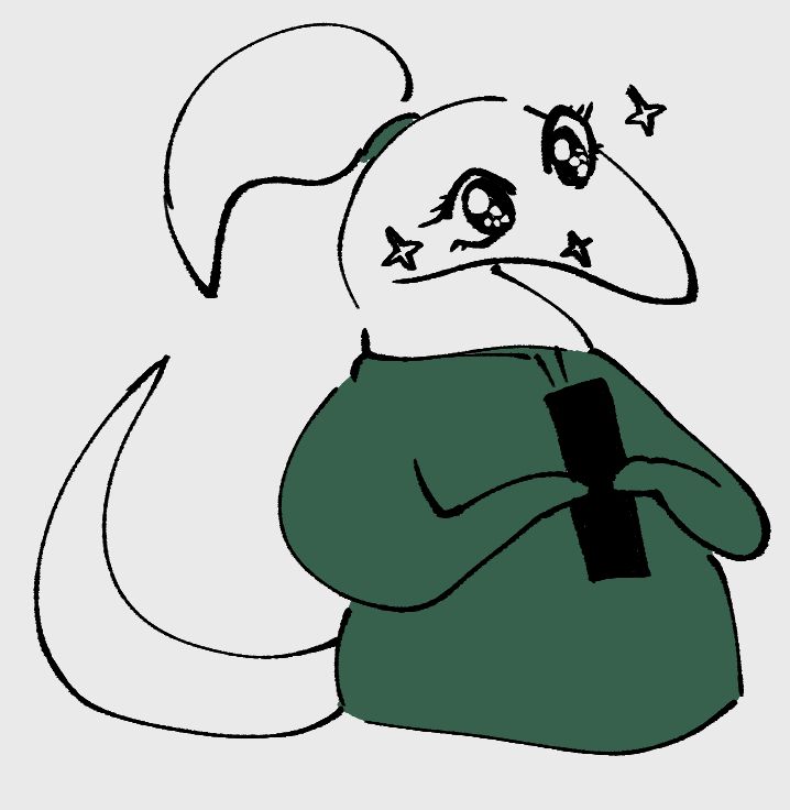 a sketch of hoarder alex from ena dream bbq. he took out his censor bar on his eyes and is holding it with both hands and it reveals a pair of sparkly anime eyes. there are sparkles around them