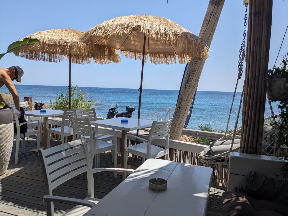 View from The Ha Beach bar in Hersonissos, Crete, Greece