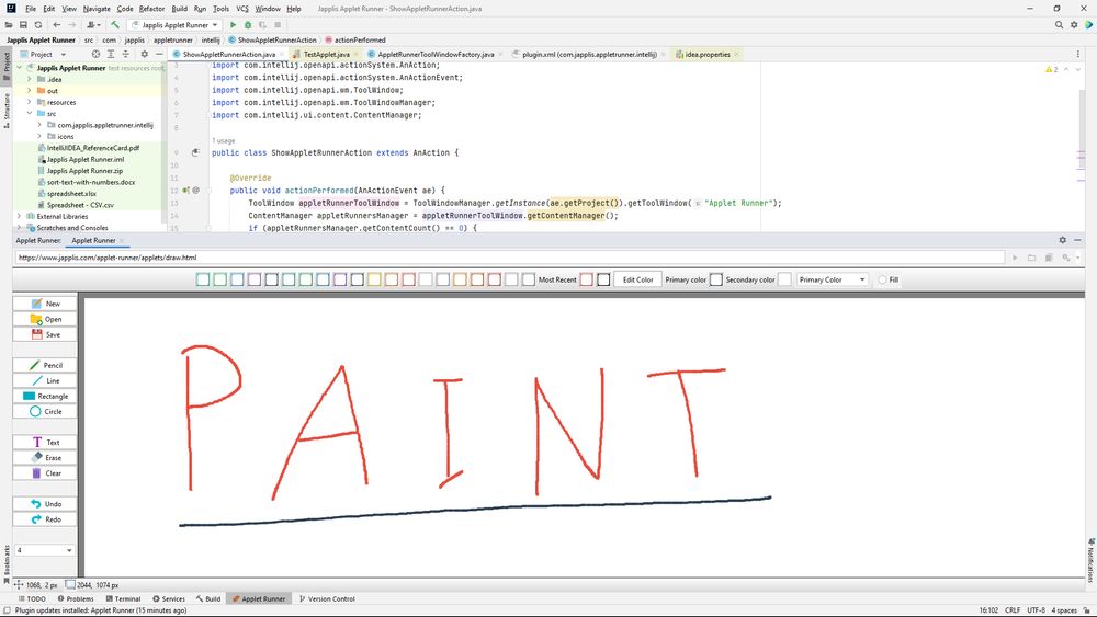 Draw applet in IntelliJ IDE
