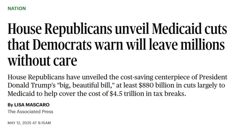 Strib headline: "House Republicans unveil Medicaid cuts that Democrats warn will leave millions without care"
