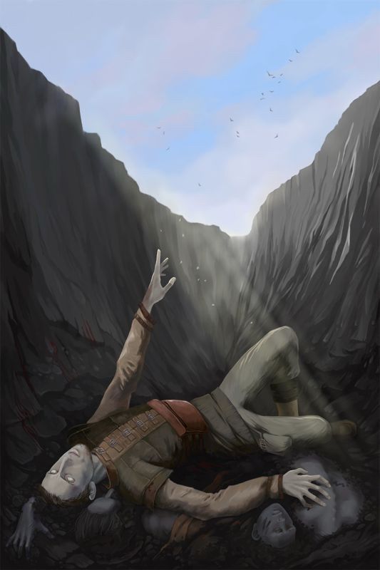 classic haruspex laying in a grave and reaching up 