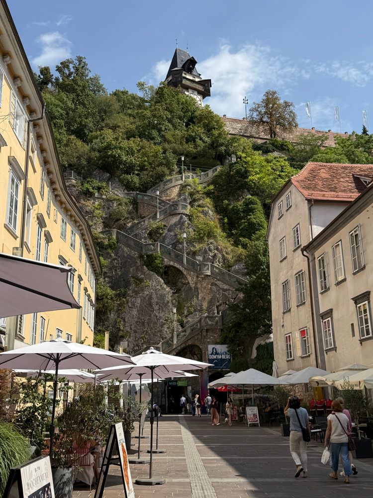 Bottom of Schlossberg hill, view of the steps