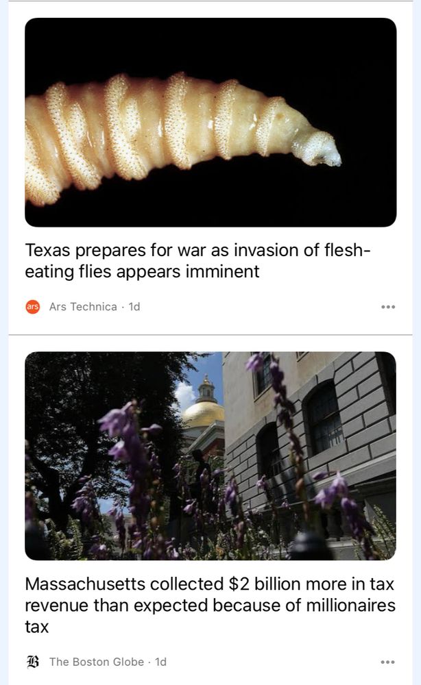 Texas prepares for war as invasion of flesh eating flies appears imminent. Massachusetts collected $2 billion more in tax revenue than expected because of millionaire’s tax.