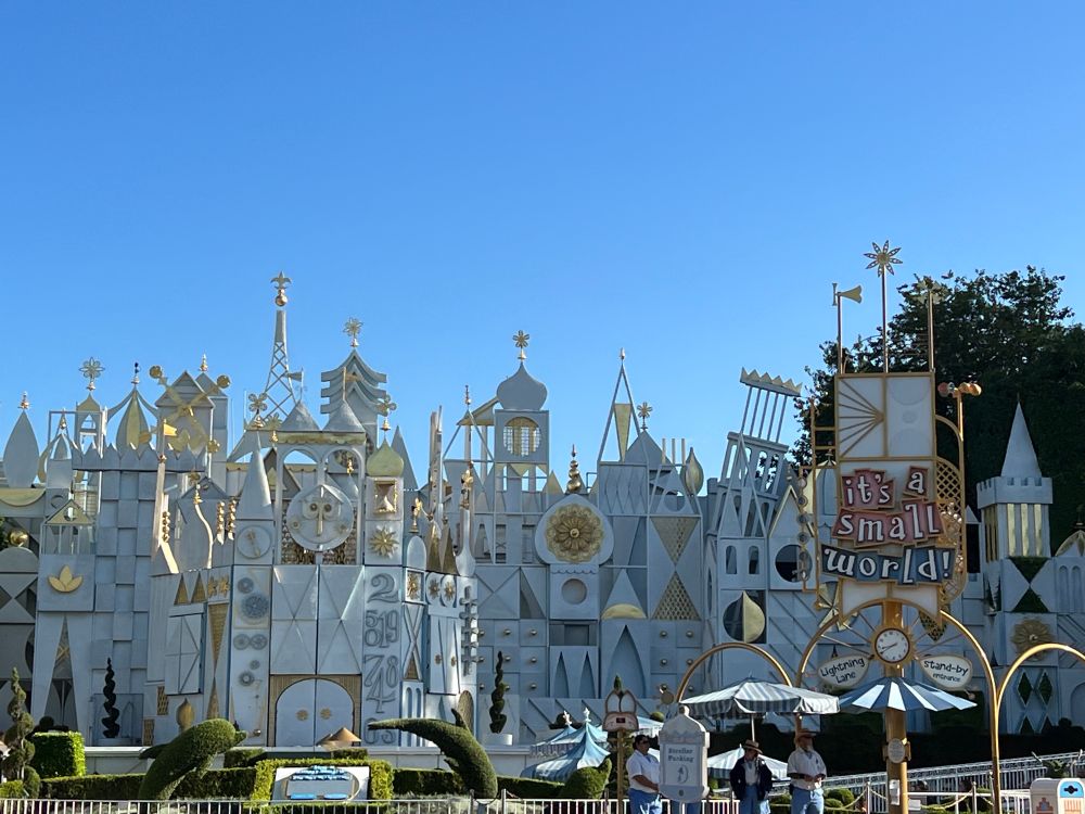 "it's a small world!" facade during the day. The attraction is set to have an extra line of lyrics added to the song on July 17, 2025. 