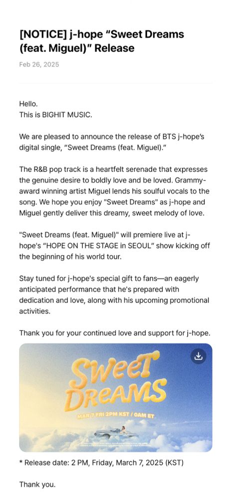 Sweet Dream Weverse notification