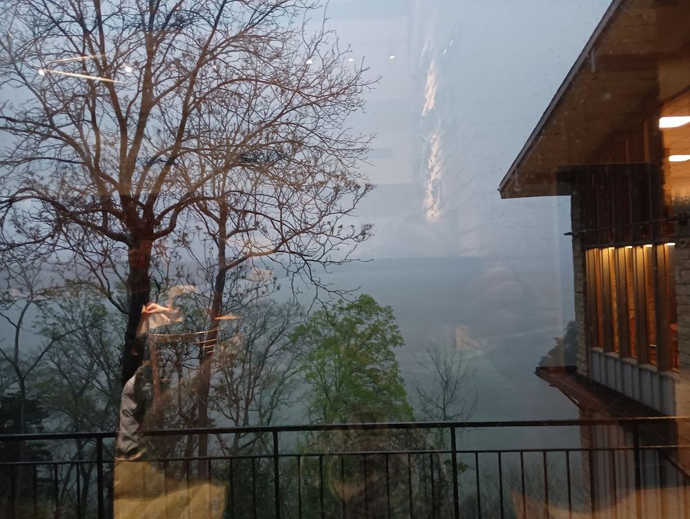 Picture of the incoming rain, from the lodge. Was impressive to watch it march across the lake. 