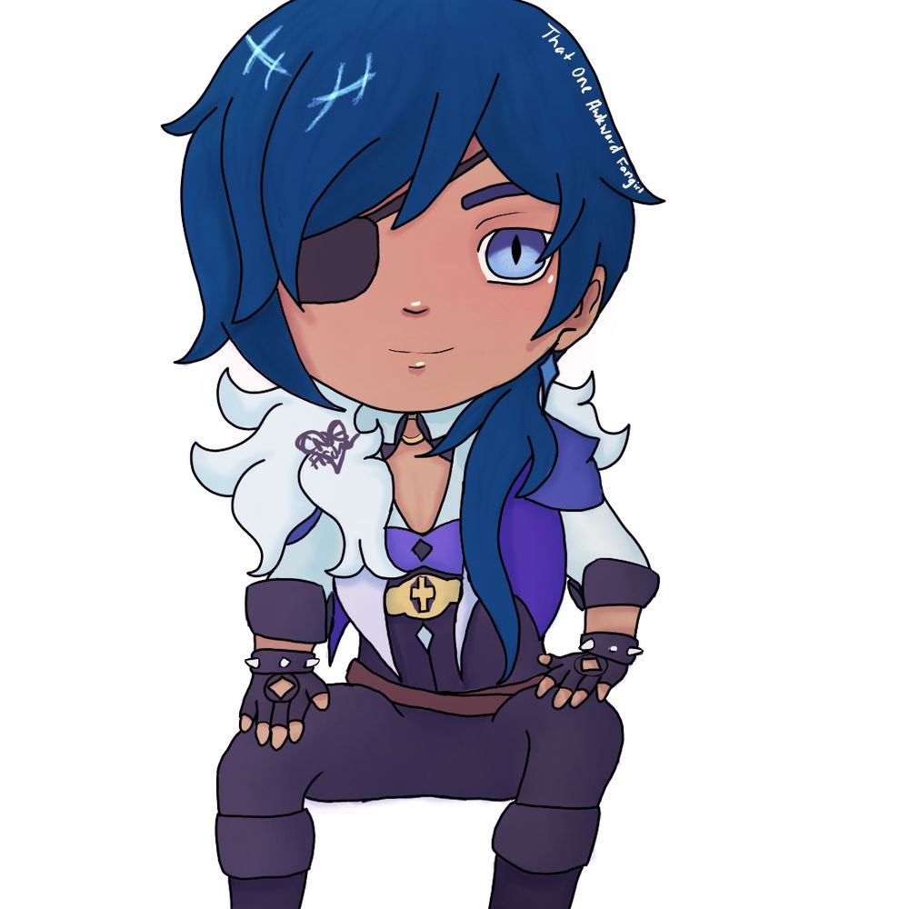 A Chibi drawing of Kaeya from Genshin Impact
