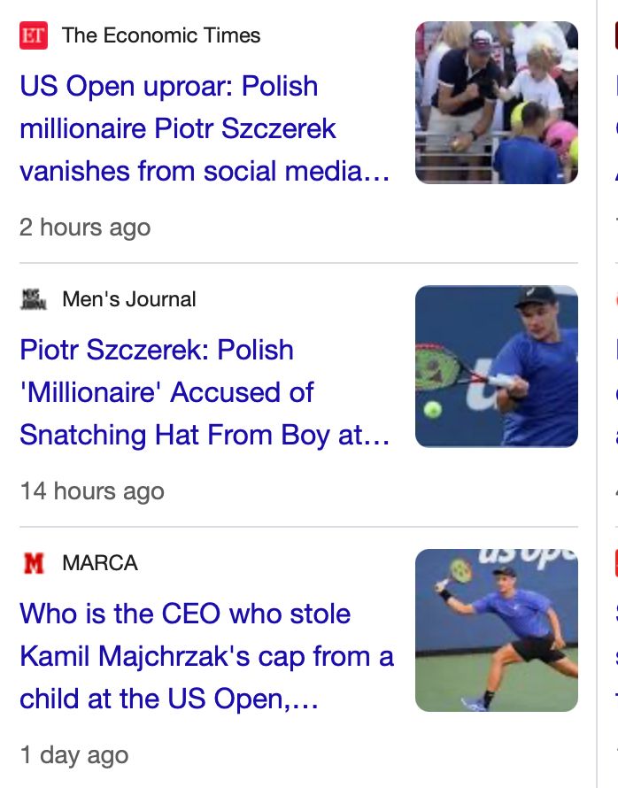 Man Who Snatched Hat From Child At US Open Identified As Polish Millionaire Polish Piotr Szczerek