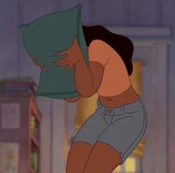Nani screaming into a pillow.