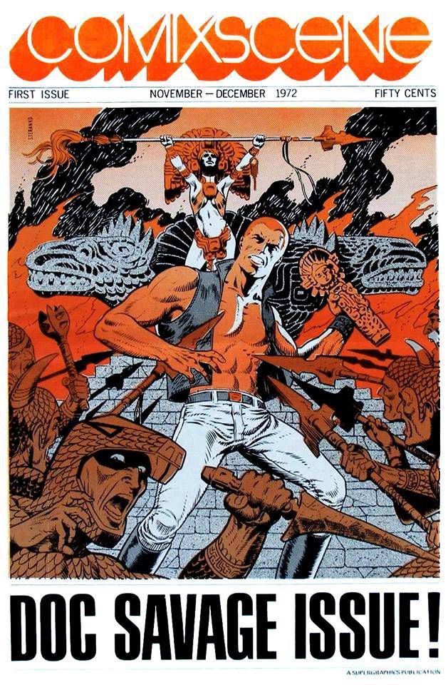 Cover of the first issue Comixscene featuring Doc Savage - art by Jim Steranko