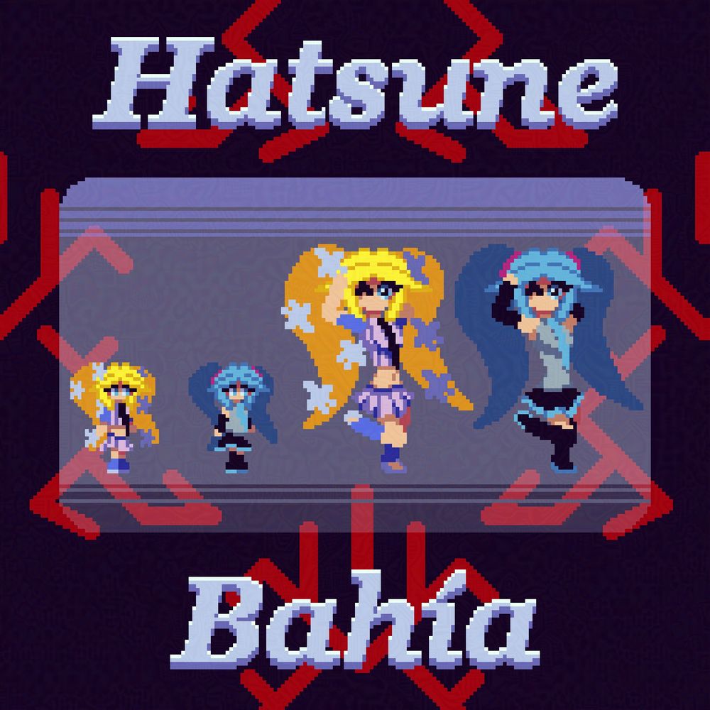 A pixelart of my Main OC, Bahia Making Cosplay as Miku and Mike Vzla version in 32x32px and 64x64 px