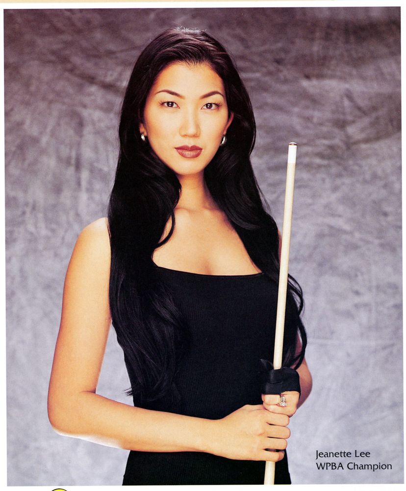 Headshot of Jeanette Lee, a professional pool player.

The text in the bottom left reads
“Jeanette Lee
WPBA Champion”