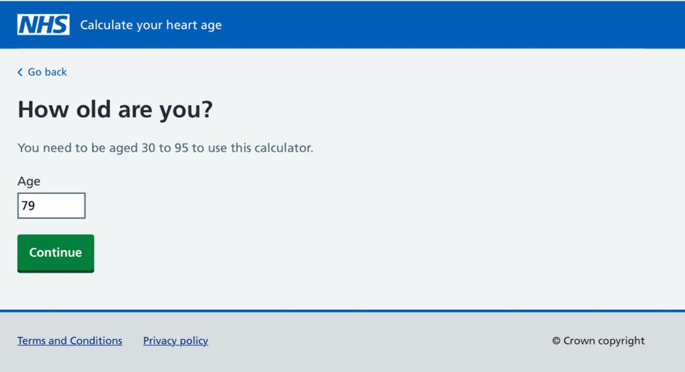 Question 1 in a cardiac age calculator: How old are you?
Answer as if Donald J. Trump: 79