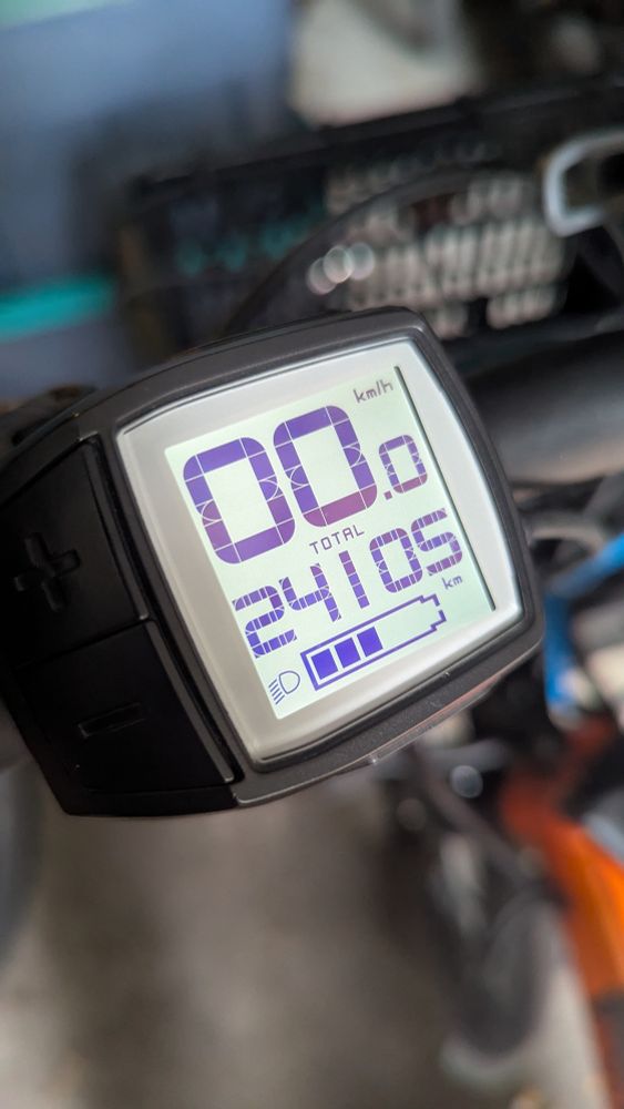Bike odometer showing 24,105km