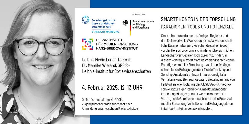 Einladung zum Leibniz Media Lunch Talk mit Foto der Referentin.