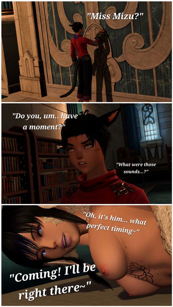 The second part showing that a miqo'te is the one at her door