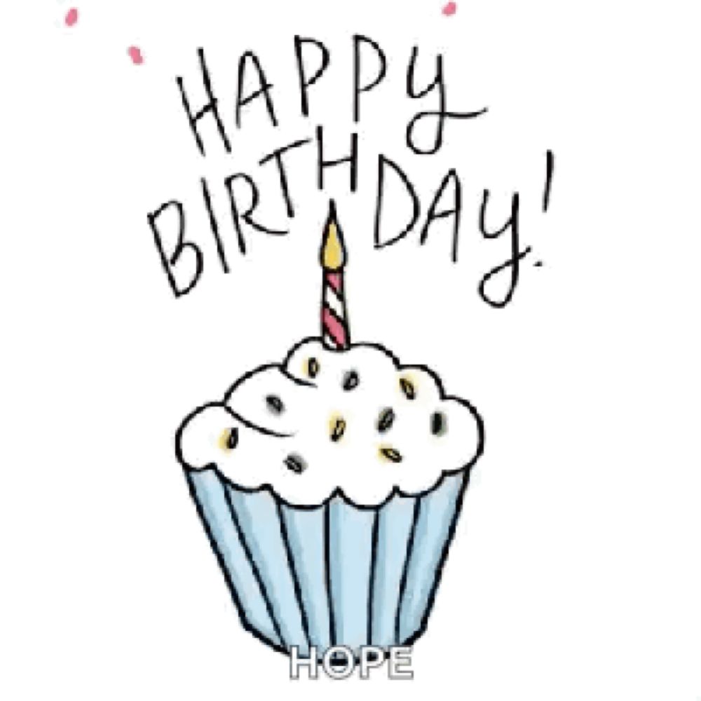 a cupcake with a candle and sprinkles and the words `` happy birthday ! ''