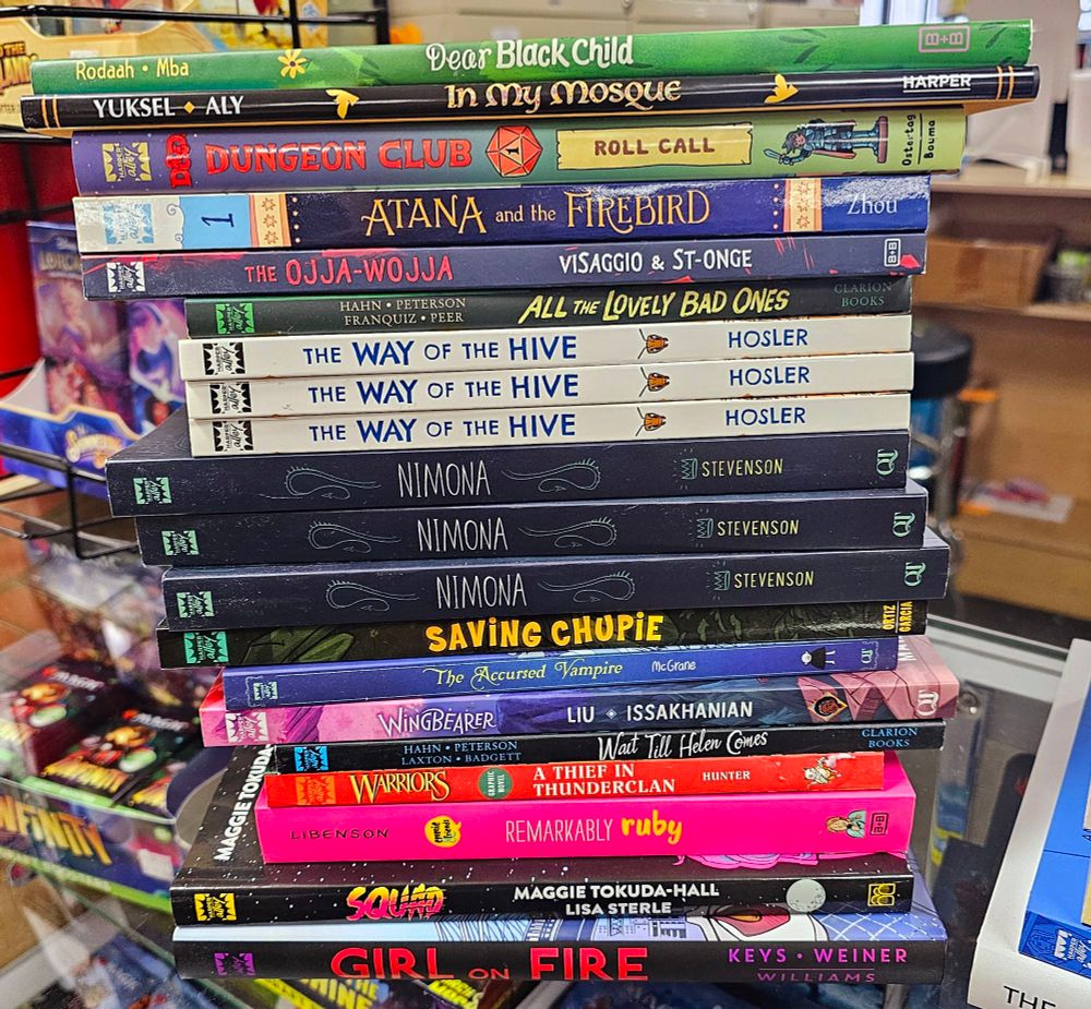 A stack of graphic novels