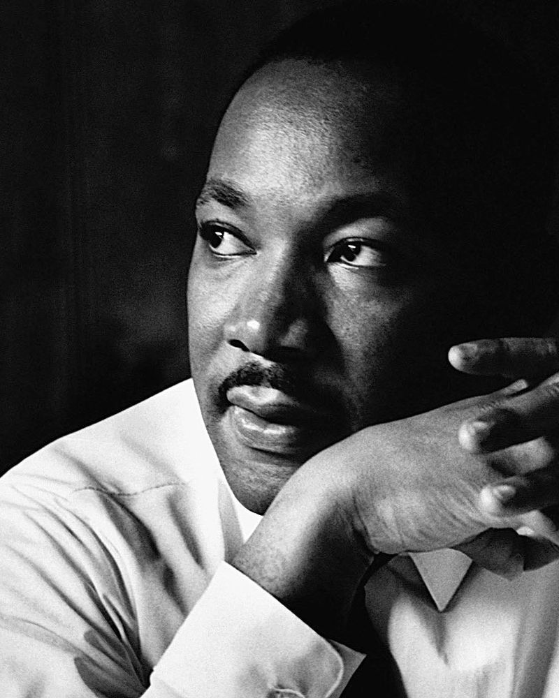 Photo of Martin Luther King Jr. staring off to the side.
