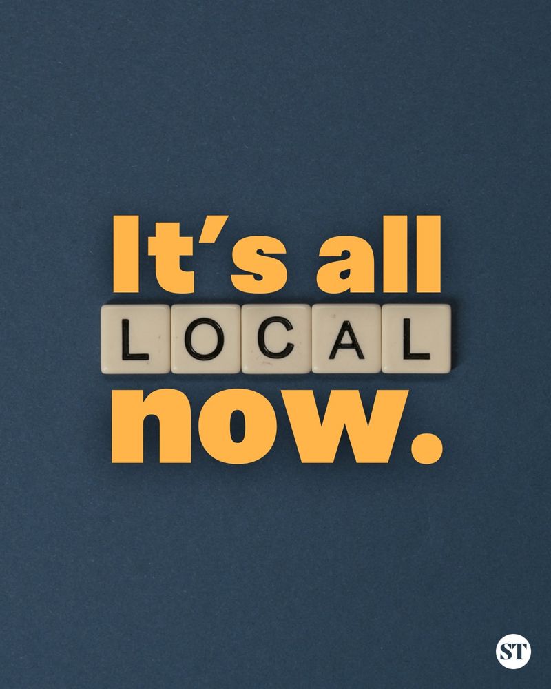 Graphic with the words "It's all local now" and the word "local" is spelled out in Scrabble tiles. 