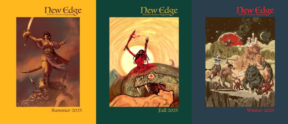 Covers of the next three issues of New Edge Sword and Sorcery.