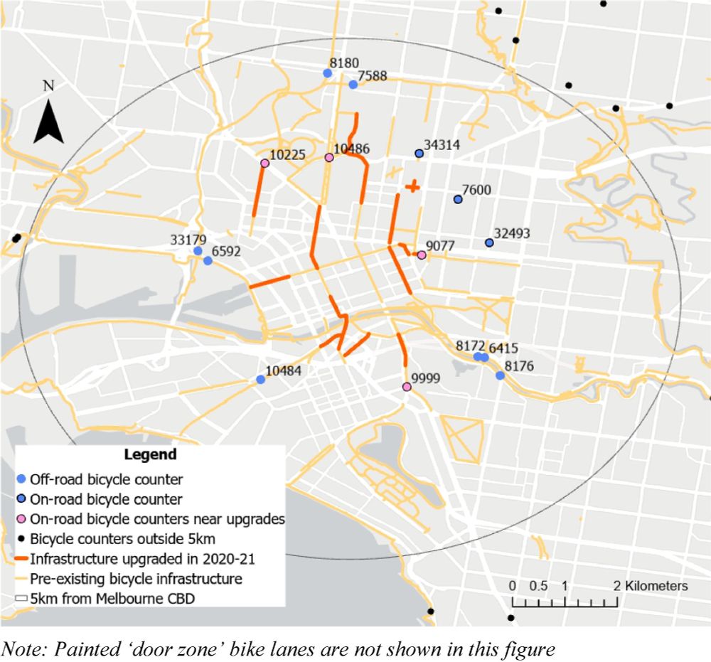 Bicycle counter locations and infrastructure upgrades during 2020-21