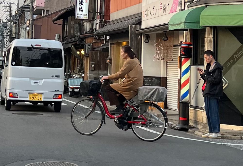 Older woman on a bike