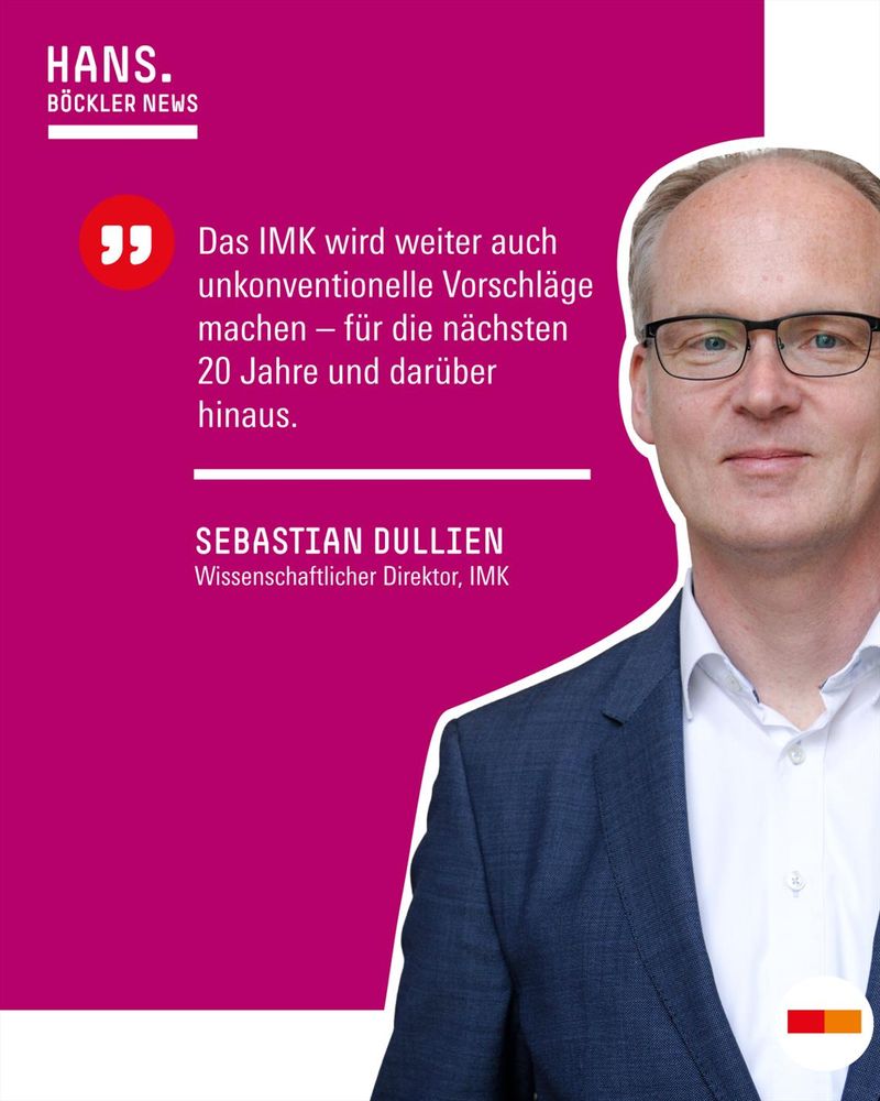 Zitat von Sebastian Dullien, IMK-Direktor (im
Bild)

Das IMK wird weiterhin auch unkonventionelle Vorschläge machen - für die nächsten 20 Jahre und darüber hinaus.
