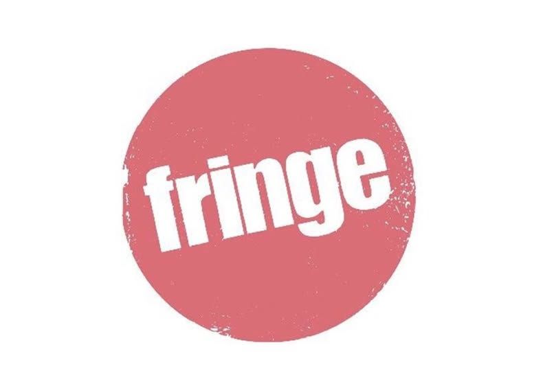 Red circle graphic with "fringe" in the middle