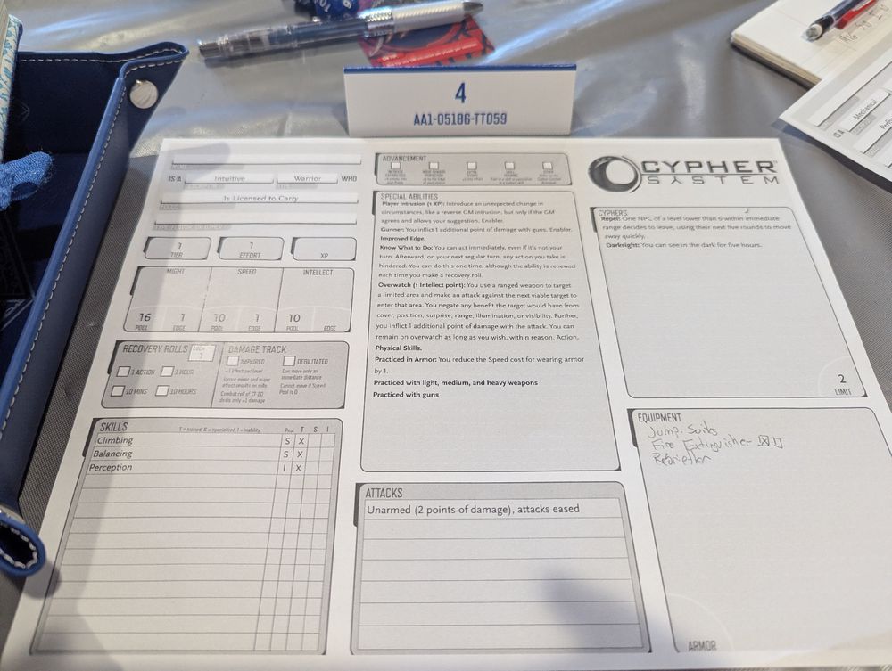 Intuitive Warrior who is Licenced to Carry character sheet