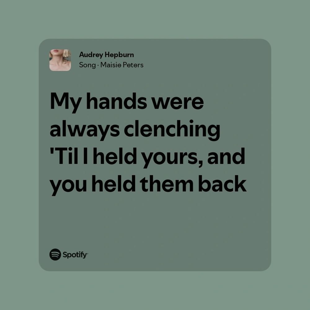 Green background to lyrics of Audrey Hepburn by Maisie Peters