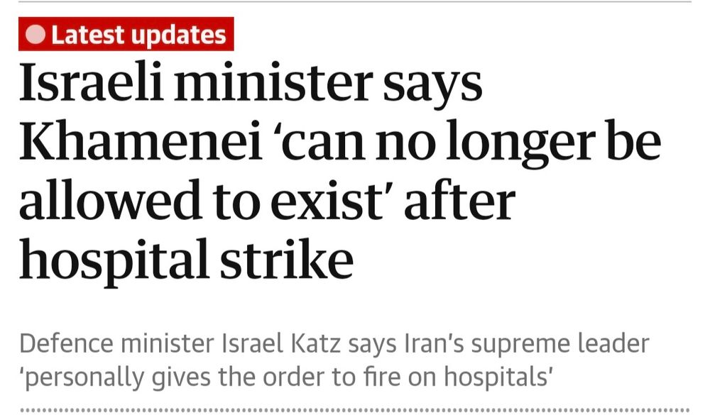 Israeli minister says Khamenei ‘can no longer be allowed to exist’ after hospital strike
Defence minister Israel Katz says Iran’s supreme leader ‘personally gives the order to fire on hospitals’