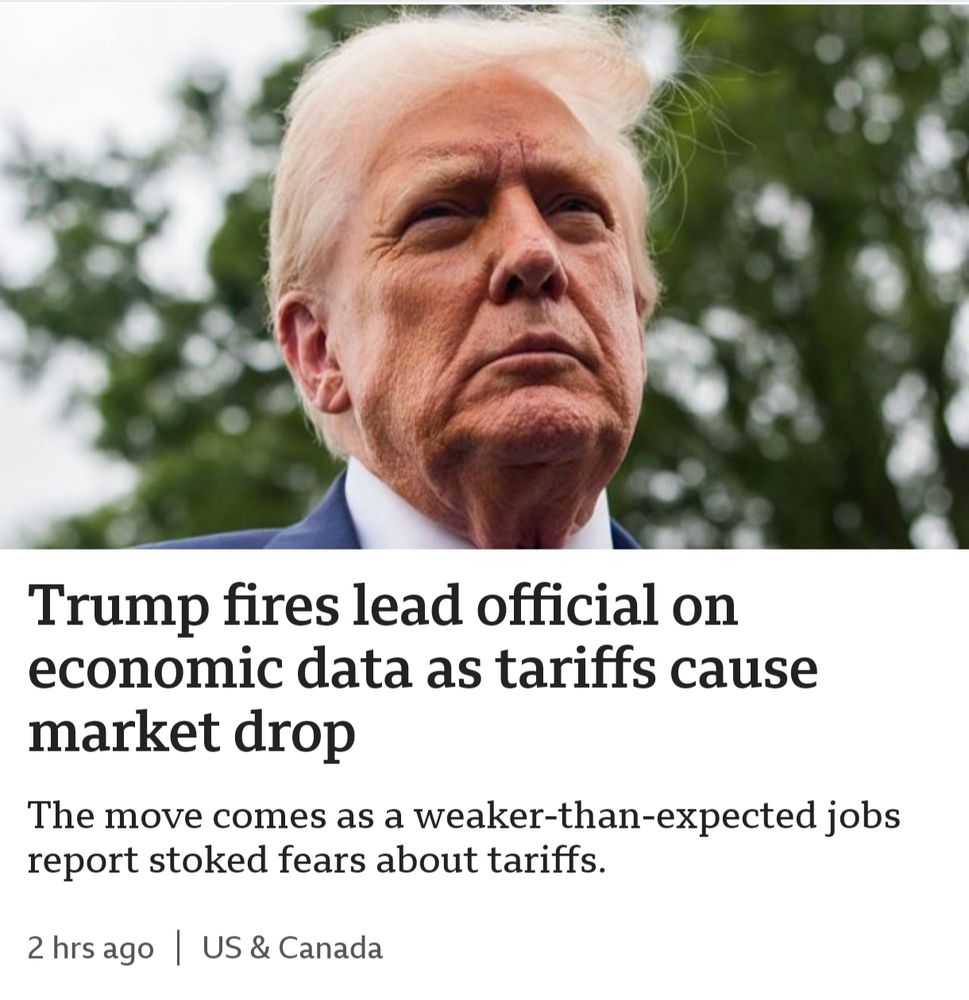 Caption: Trump fires leaf official on economic data as tariffs cause market drop 