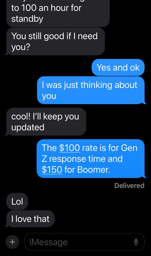 It’s a screenshot of a conversation. I just had negotiating a deal and the person I’m speaking to is Gen Z.
