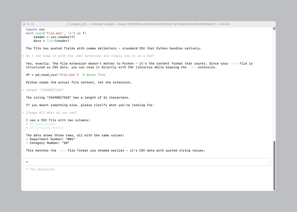 A screen shot of my first use of Claude Code to develop code. 