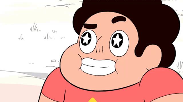 a cartoon character with a star in his eyes and a red shirt