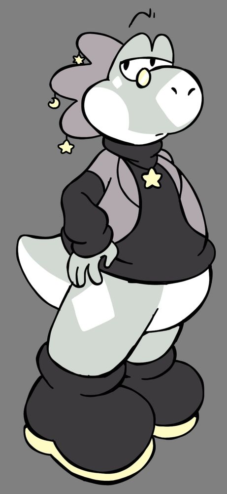 a digital drawing of my yoshi oc, Platinum! (they/them only, please)