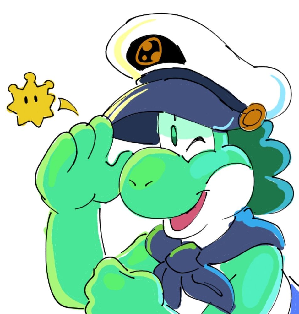 also a year old, a yoshi oc that belongs to skippy (pronouns unknown)