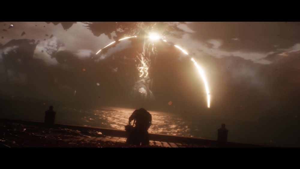 gustave from clair obscur on his knees, mourning sophie