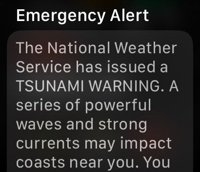 Tsunami warning alert