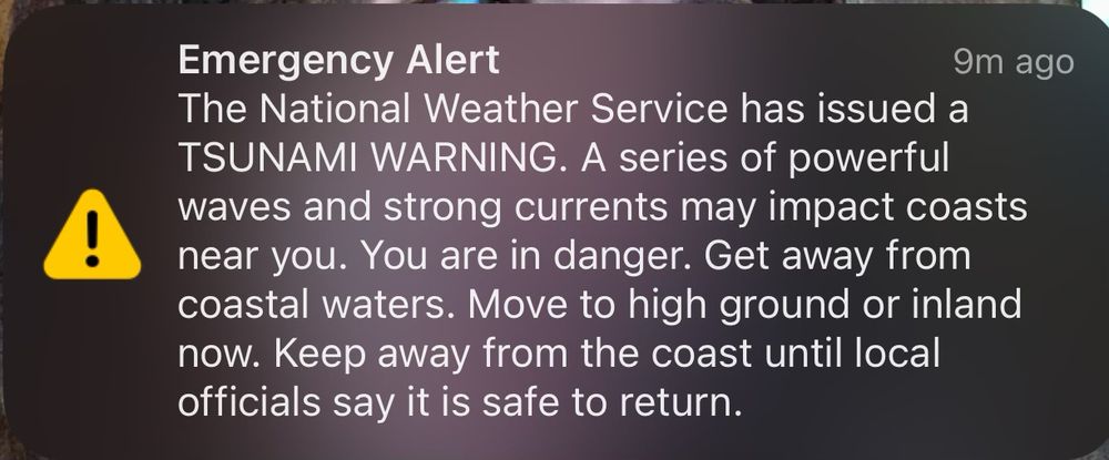 Tsunami warning for northern California's coastal regions 