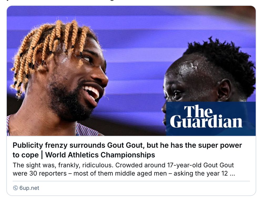 Guardian headline: 'Publicity frenzy surrounds Gout Gout, but he has the super power to cope'